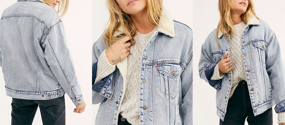 faux sherpa lined denim jacket