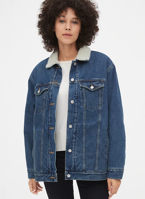 gap fleece lined denim jacket