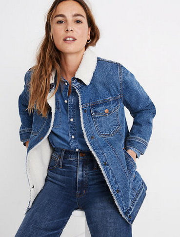 Madewell Oversized Jean Jacket Sherpa Edition