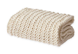 Oscar Oliver Luca Chunky Knit Throw Blanket in Ivory