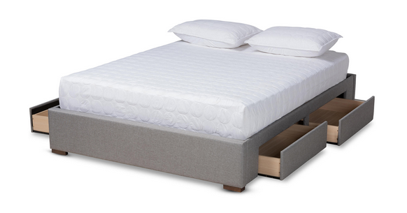 Baxton Studio Leni Gray Platform Bed with Storage