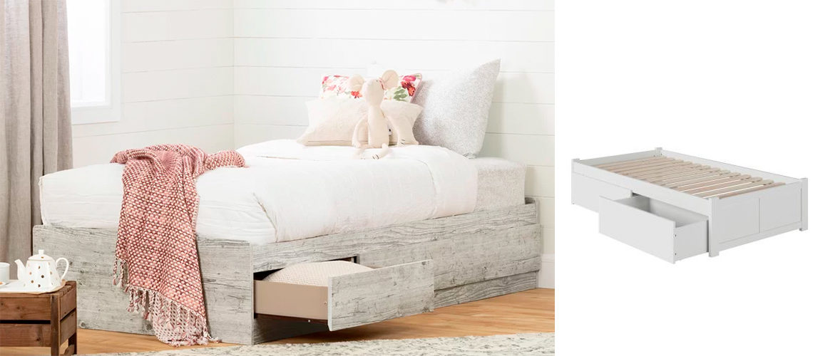 Twin Platform Bed with Storage