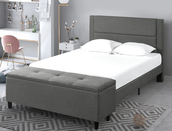 Copper Grove Krolevets Upholstered Platform Bed with Ottoman