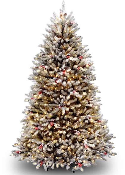 Dunhill Fir Green:White Christmas Tree with Clear White Lights