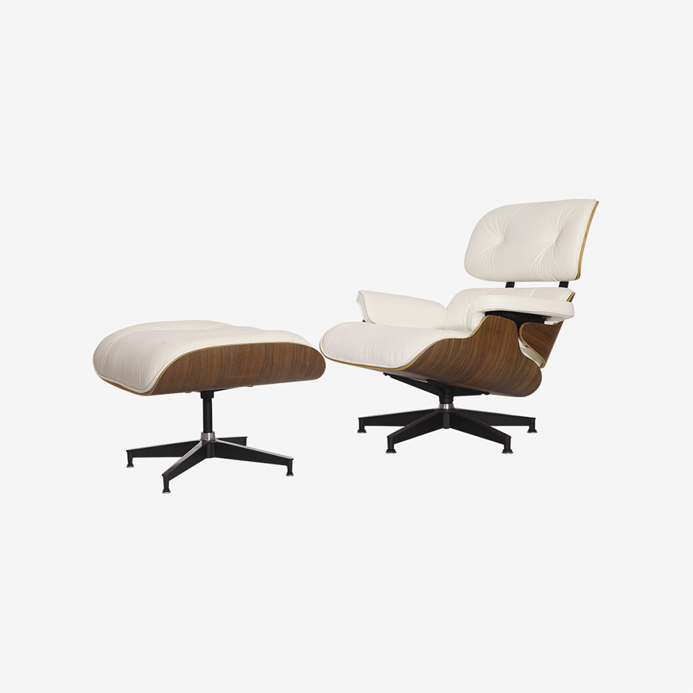 Emma Lounge Chair and Ottoman – White Walnut