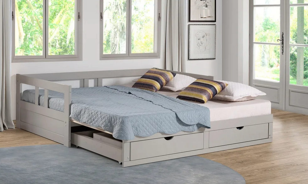 Melody Expandable Twin to King Trundle Daybed with Storage Drawers