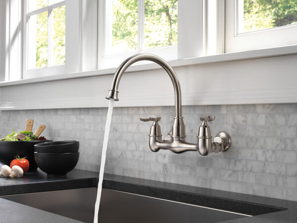 wall kitchen faucet stainless steel