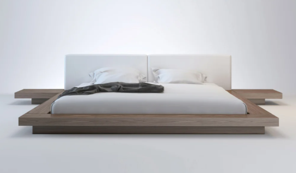 Worth King-size Platform Bed and 2 Nightstands